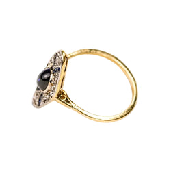 Bague marquise Art Déco en ors de couleurs, saphirs synthétiques et diamants - Castafiore