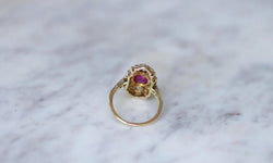 Bague Marquise Art Déco Rubis Birman et Diamants - Castafiore