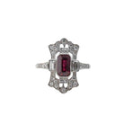 Bague marquise Art Déco rubis et diamants - Castafiore