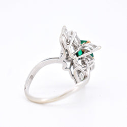 Bague Marquise Contemporaine en Or 18 Carats, Émeraude de Colombie et Diamants - Castafiore