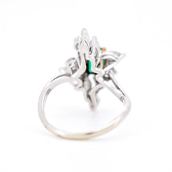 Bague Marquise Contemporaine en Or 18 Carats, Émeraude de Colombie et Diamants - Castafiore