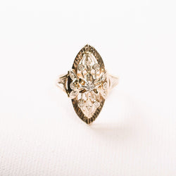 Bague marquise diamants en or deux tons - Castafiore
