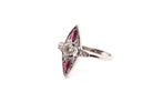 Bague marquise diamants et rubis en or et argent - Castafiore