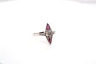 Bague marquise diamants et rubis en or et argent - Castafiore