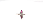 Bague marquise diamants et rubis en or et argent - Castafiore