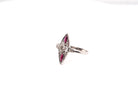 Bague marquise diamants et rubis en or et argent - Castafiore