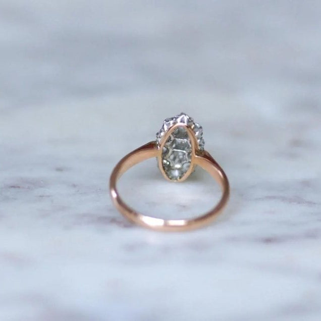 Bague Marquise Diamants Or Rose et Platine - Castafiore