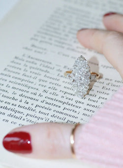 Bague marquise diamants or rose et platine - Castafiore