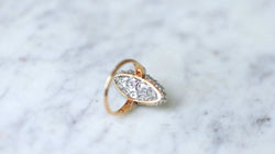 Bague marquise diamants or rose et platine - Castafiore