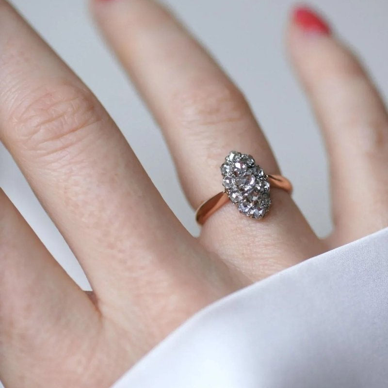 Bague Marquise Diamants Or Rose et Platine - Castafiore