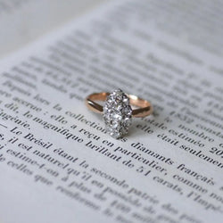 Bague Marquise Diamants Or Rose et Platine - Castafiore