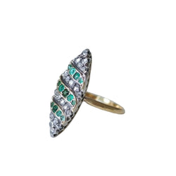 Bague marquise émeraudes et diamants - Castafiore
