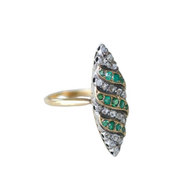 Bague marquise émeraudes et diamants - Castafiore