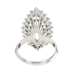 Bague Marquise en or blanc, aigue - marine et diamants - Castafiore