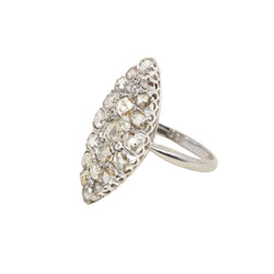 Bague marquise en or blanc diamants - Castafiore