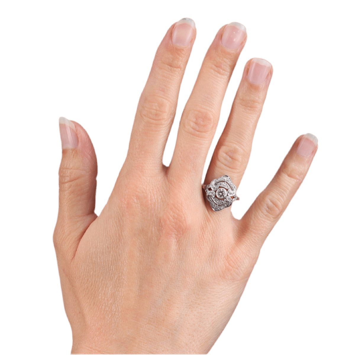 Bague Marquise en or blanc et diamants - Castafiore