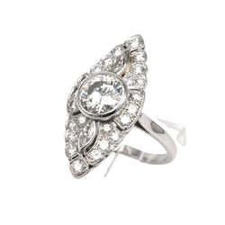 Bague Marquise en or blanc et diamants - Castafiore