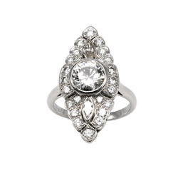 Bague Marquise en or blanc et diamants - Castafiore