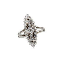 Bague Marquise en or blanc et diamants - Castafiore