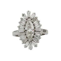 Bague Marquise en or blanc et diamants - Castafiore