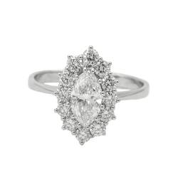 Bague Marquise en or blanc et diamants - Castafiore