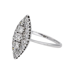 Bague Marquise en or blanc et diamants - Castafiore