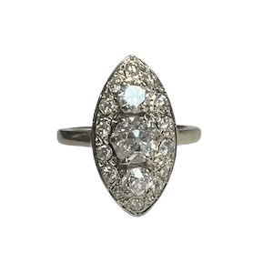 Bague Marquise en or blanc et diamants