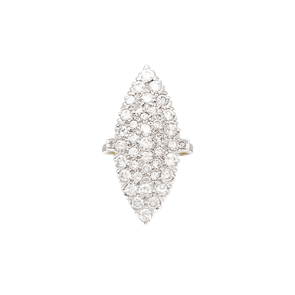 Bague Marquise en or blanc, or jaune et diamants - Castafiore
