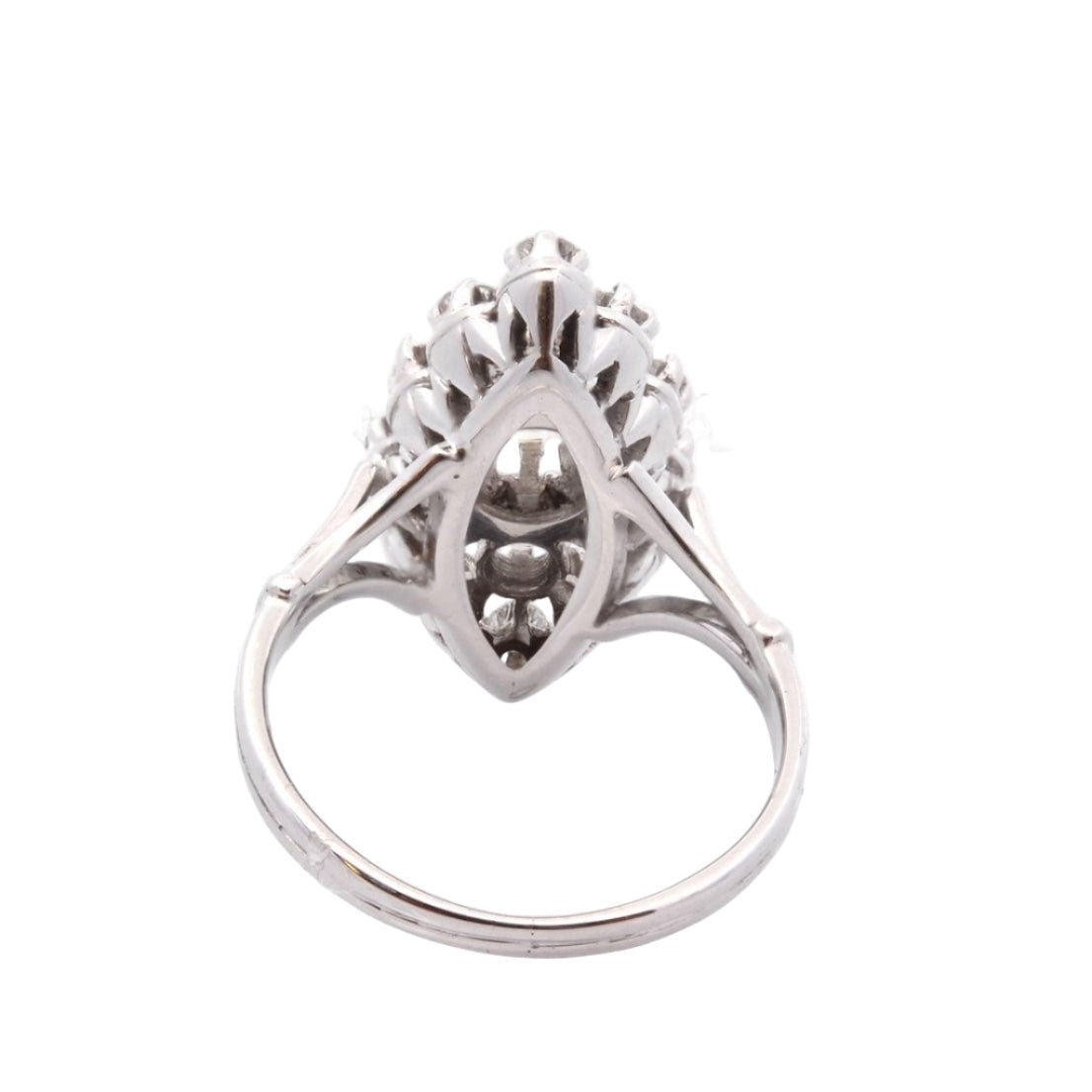 Bague Marquise en or blanc, platine et diamant - Castafiore