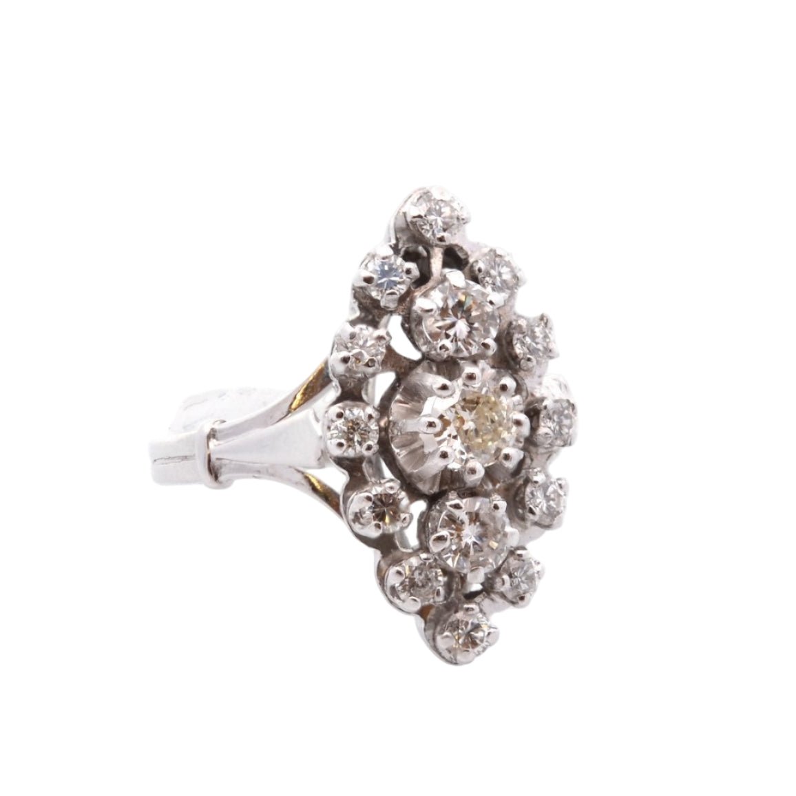 Bague Marquise en or blanc, platine et diamant - Castafiore