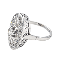Bague Marquise en or blanc, platine et diamants - Castafiore