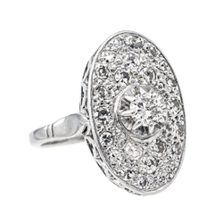 Bague Marquise en or blanc, platine et diamants - Castafiore