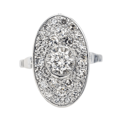 Bague Marquise en or blanc, platine et diamants - Castafiore