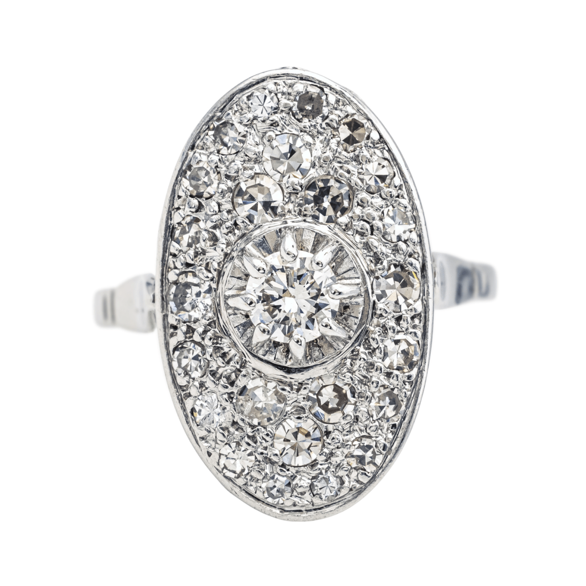 Bague Marquise en or blanc, platine et diamants - Castafiore
