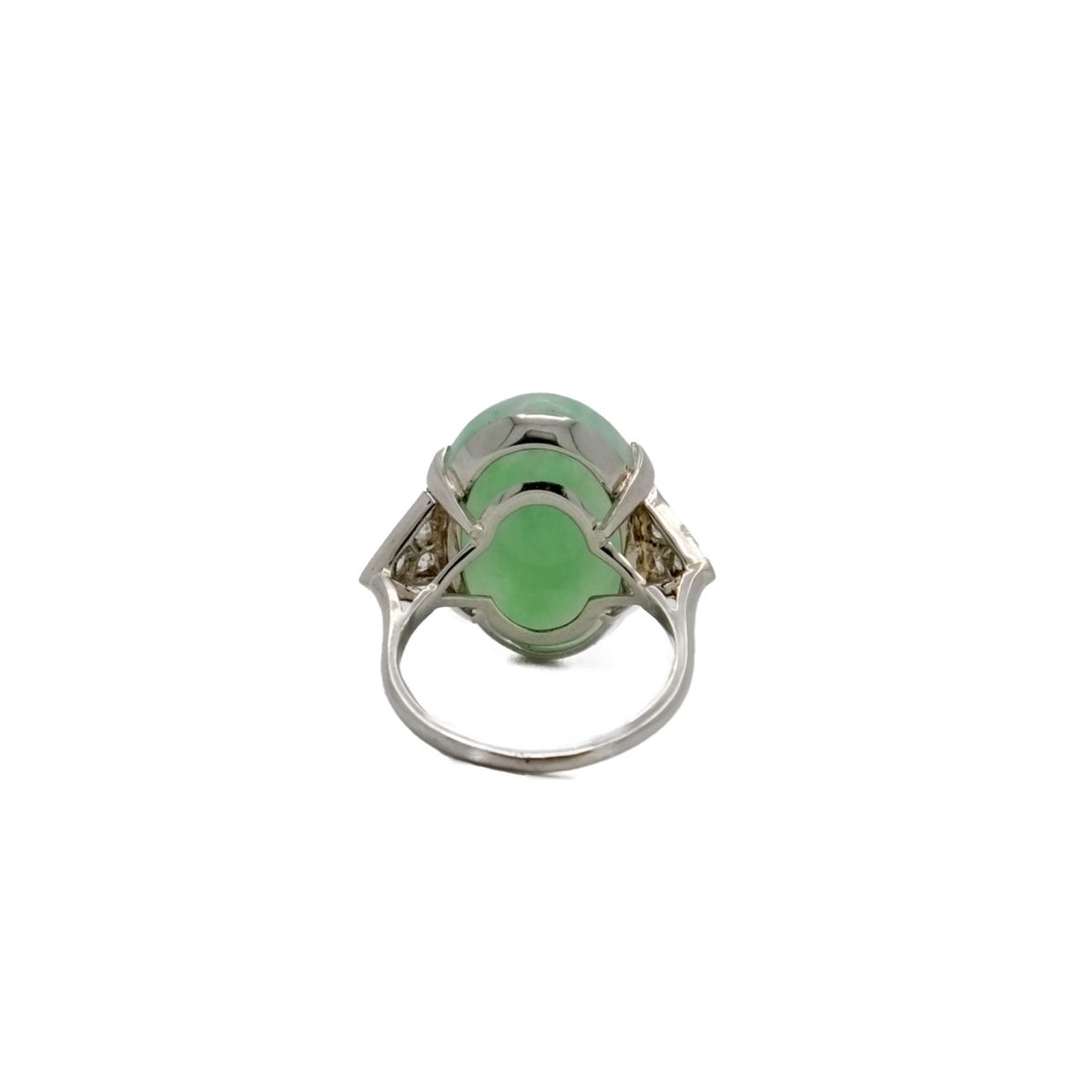 Bague Marquise en or blanc, platine, jade et diamants - Castafiore