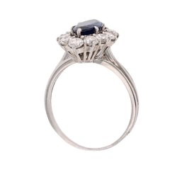 Bague Marquise en or blanc, saphir et diamants - Castafiore