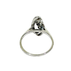 Bague Marquise en or blanc, saphirs et diamants - Castafiore