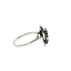 Bague Marquise en or blanc, saphirs et diamants - Castafiore