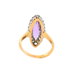Bague Marquise en or jaune, améthyste et diamants - Castafiore
