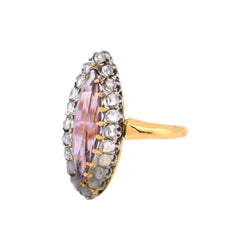 Bague Marquise en or jaune, améthyste et diamants - Castafiore