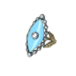 Bague Marquise en or jaune, argent et diamants - Castafiore