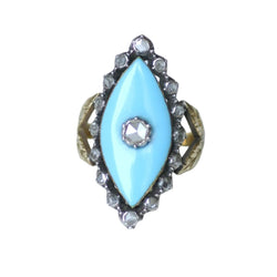 Bague Marquise en or jaune, argent et diamants - Castafiore