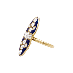 Bague Marquise en or jaune, émail et diamants - Castafiore