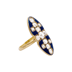 Bague Marquise en or jaune, émail et diamants - Castafiore