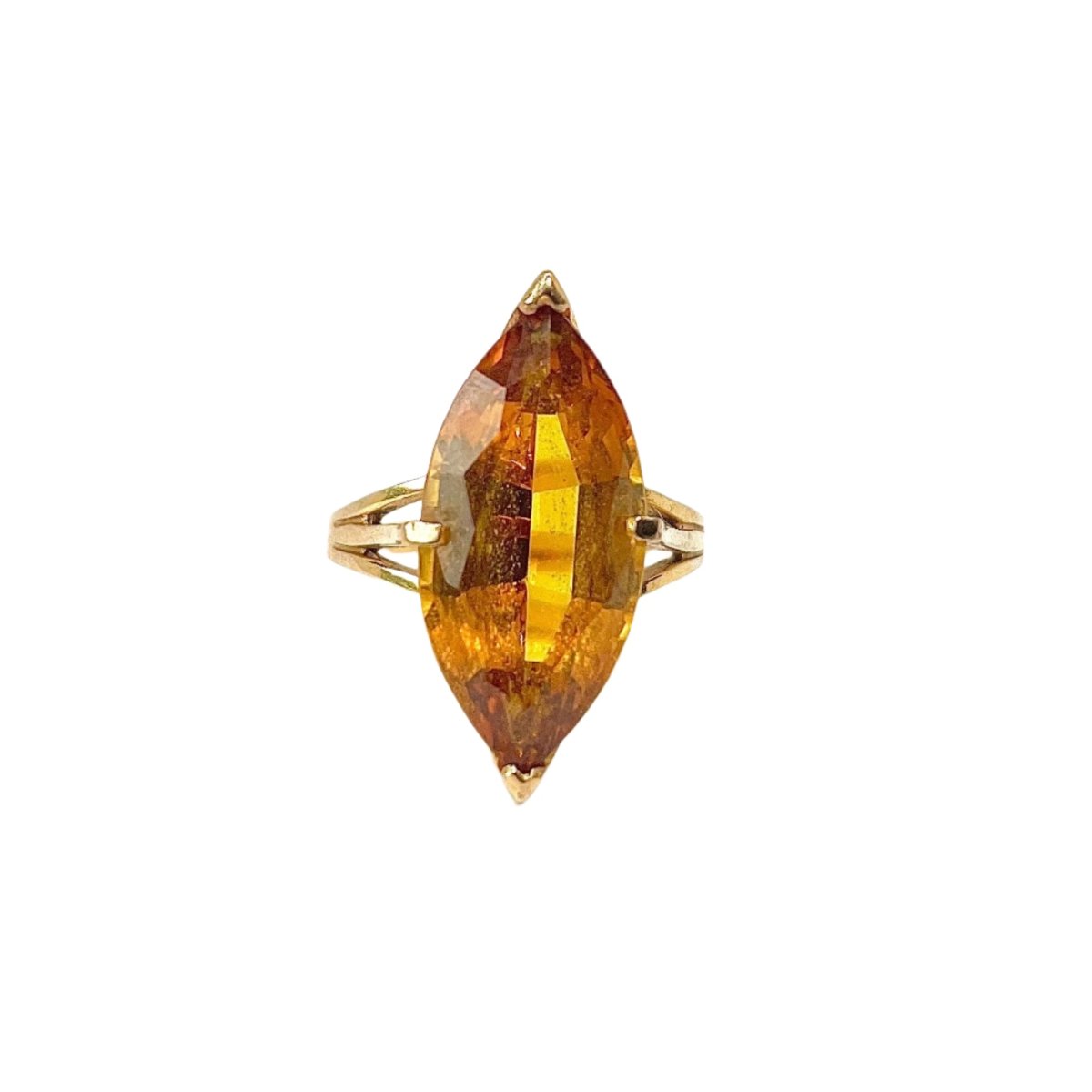 Bague Marquise en or jaune et citrine - Castafiore