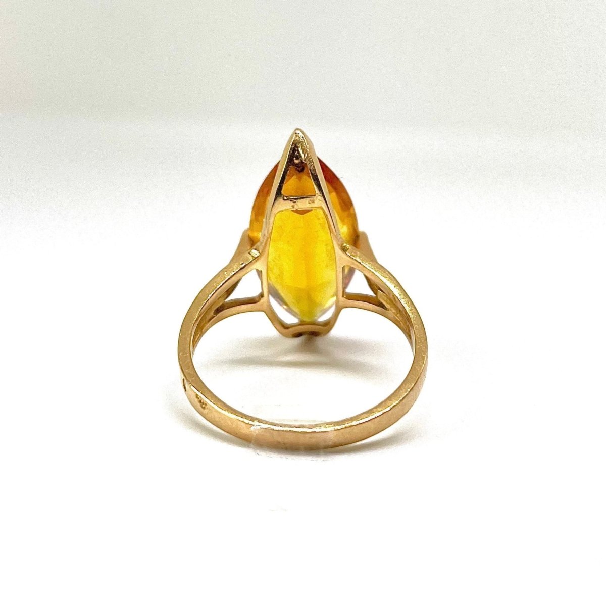 Bague Marquise en or jaune et citrine - Castafiore