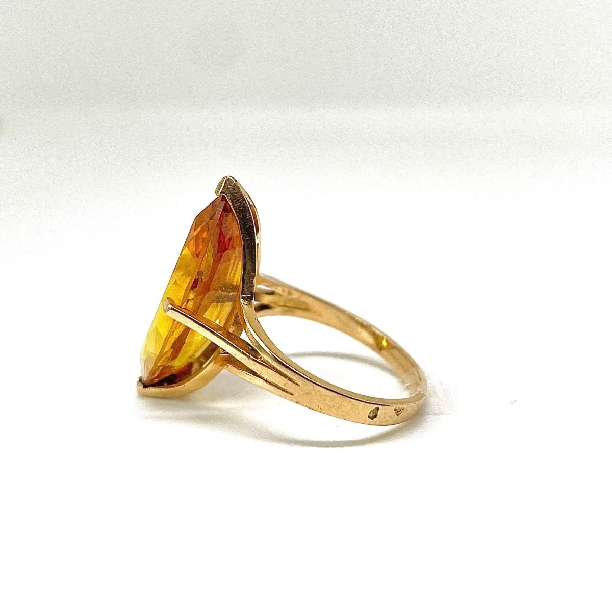 Bague Marquise en or jaune et citrine - Castafiore