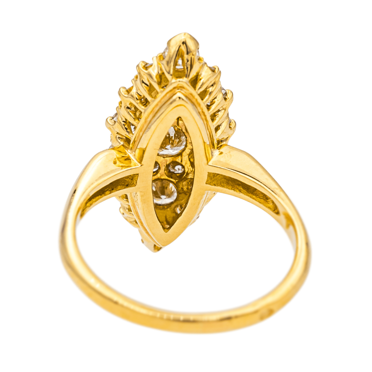 Bague Marquise en or jaune et diamant - Castafiore