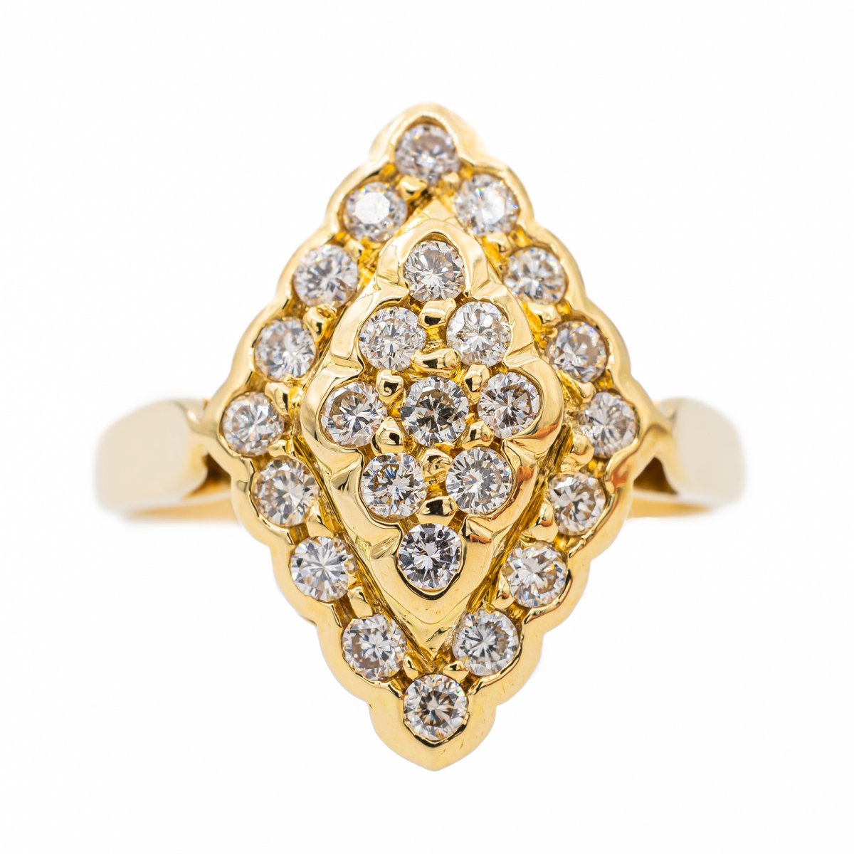 Bague Marquise en or jaune et diamant - Castafiore