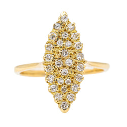 Bague Marquise en or jaune et diamant - Castafiore